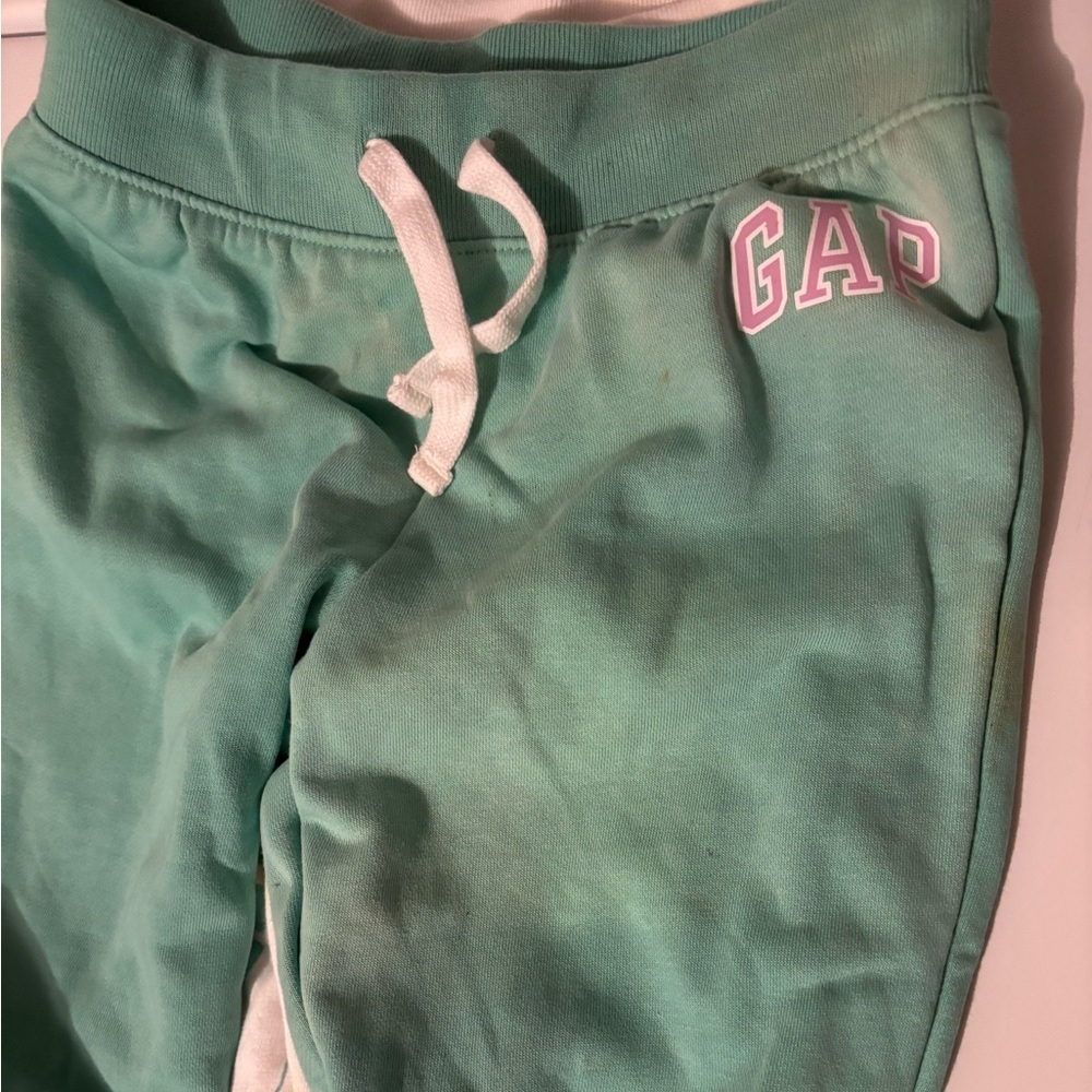 Girl’s Gap SZ M (8) green pink multi bundle 2 pairs Joggers sweatpants joggers - Picture 2 of 5